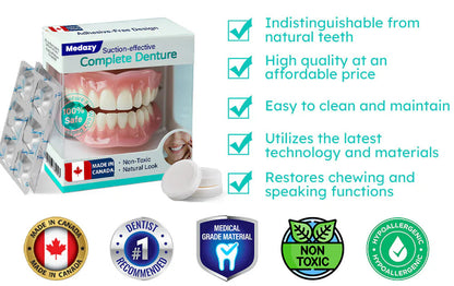 ✅ Proudly made and shipped from Canada| Medazy® Suction-fit Complete Denture 🦷🍎🍏
